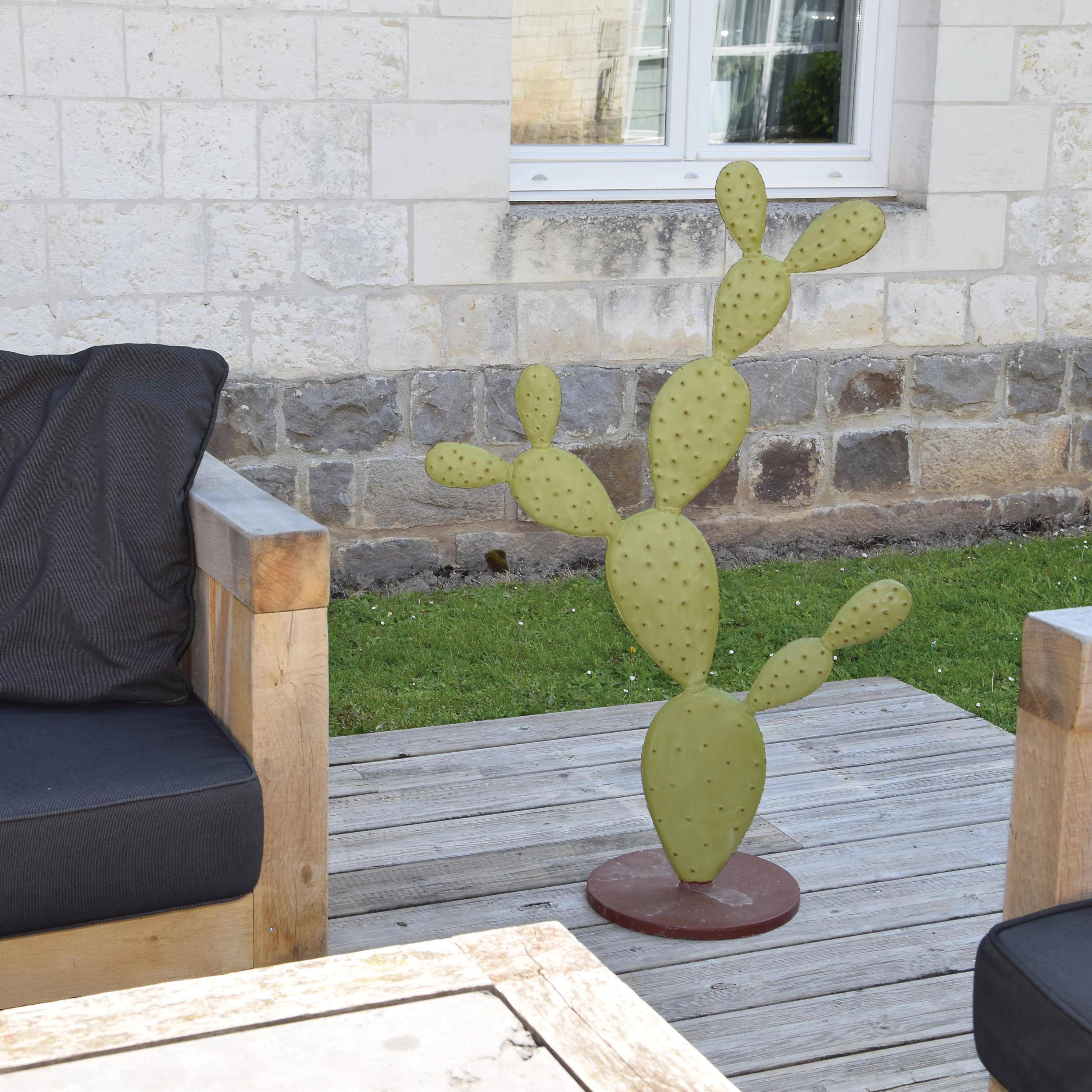 Cactus opuntia decorativo metal verde y marrón l.60 H.103 P.30 cm - Decoriale - Imagen 9
