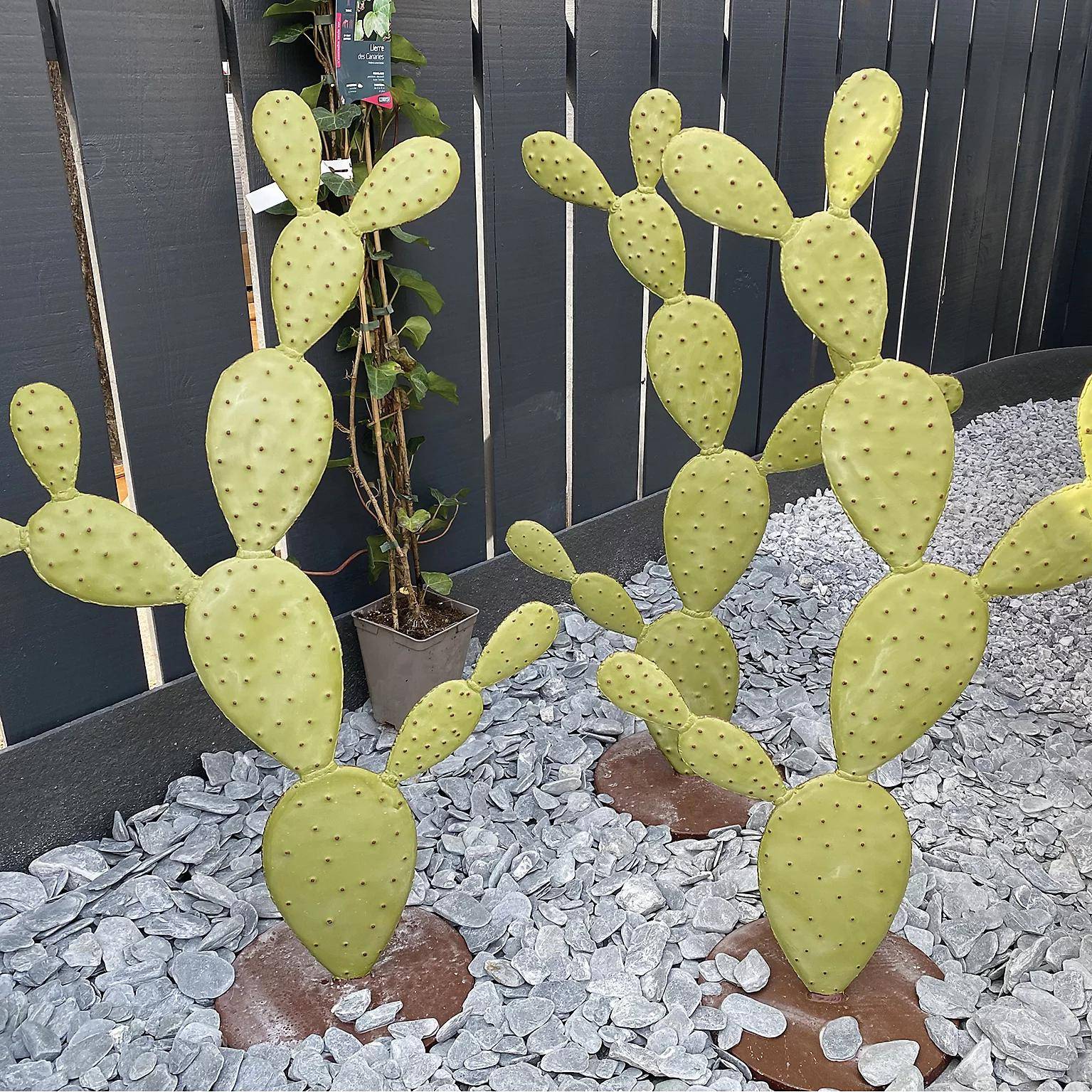 Cactus opuntia decorativo metal verde y marrón l.60 H.103 P.30 cm - Decoriale - Imagen 8