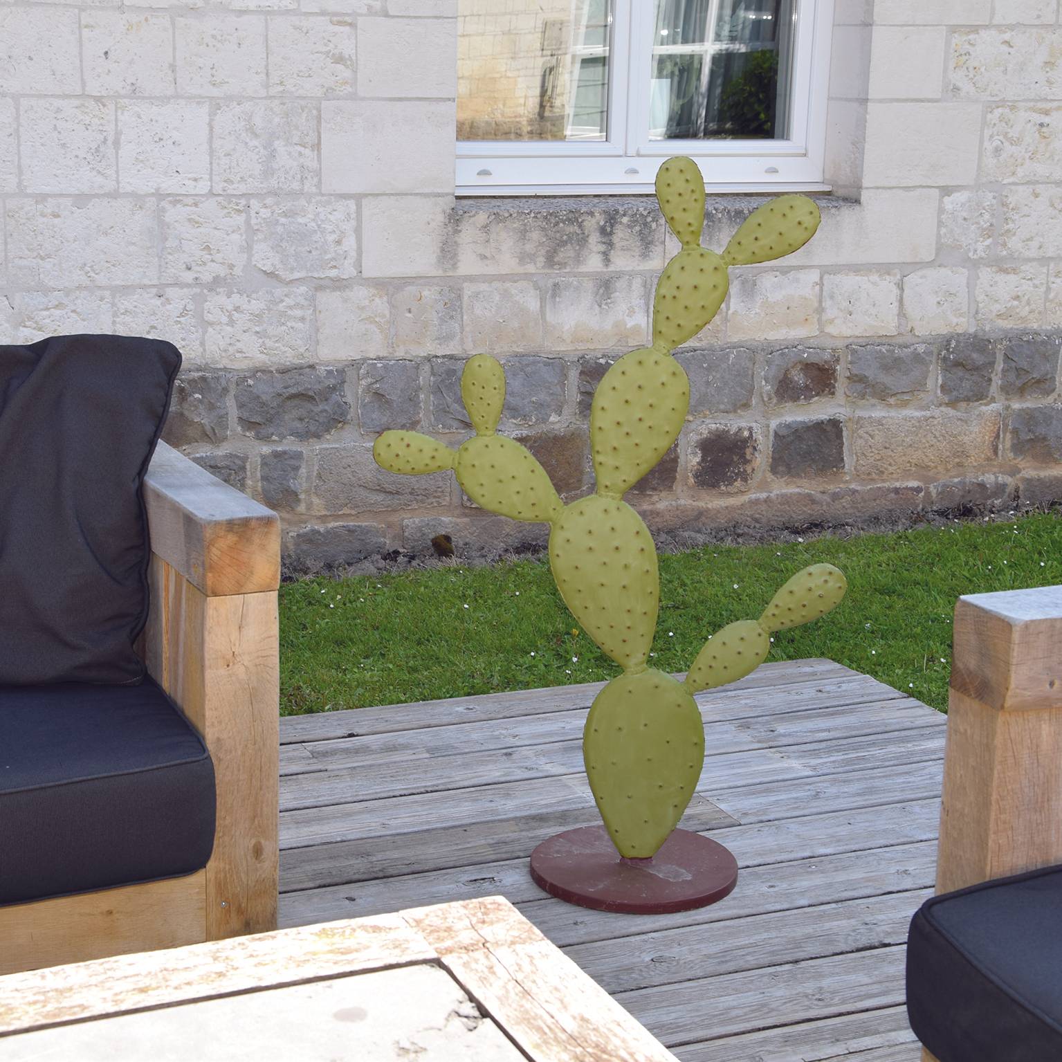 Cactus opuntia decorativo metal verde y marrón l.60 H.103 P.30 cm - Decoriale