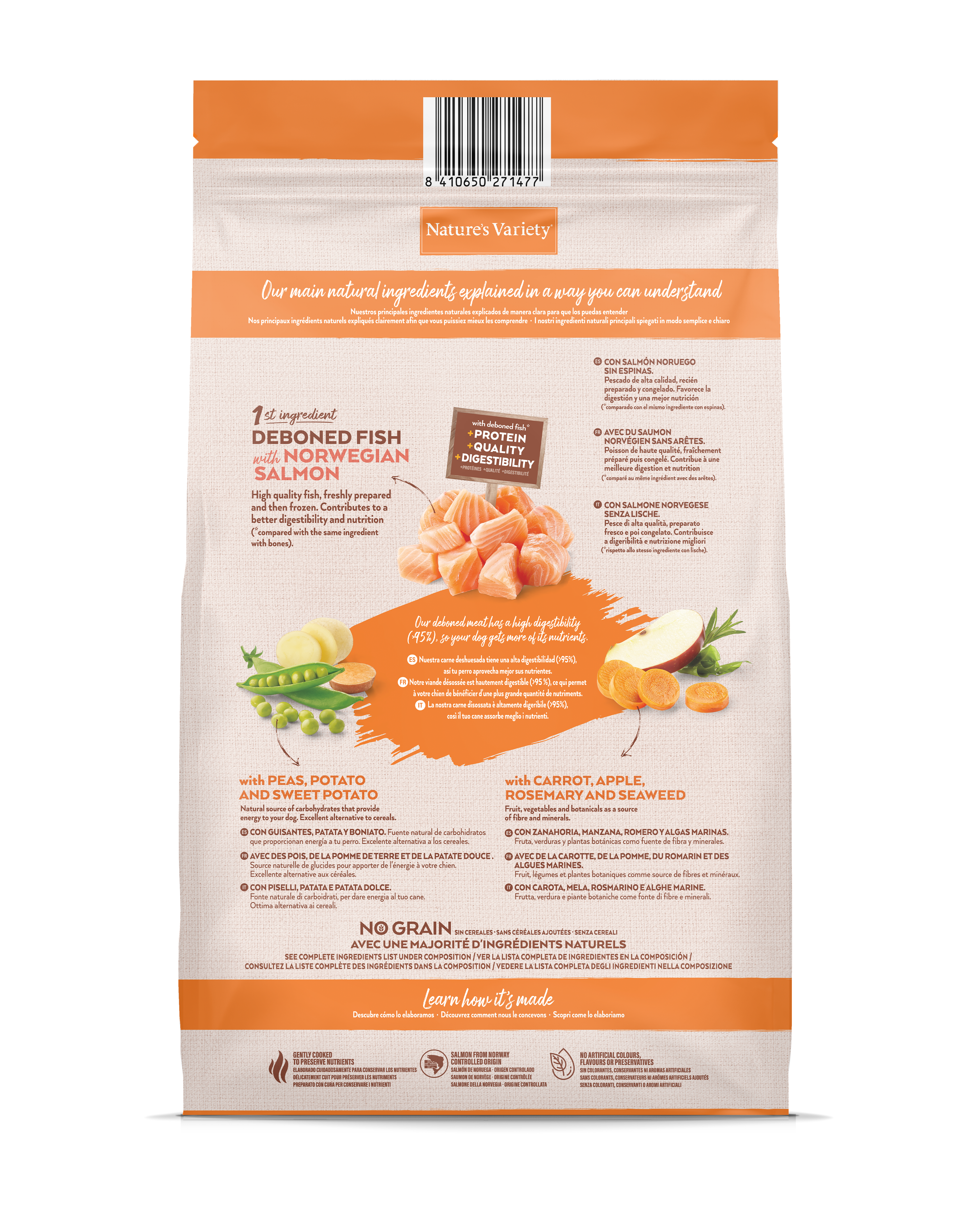 Croquettes pour chien adulte sans céréales medium maxi saumon 10 kg - Nature's Variety - Imagen 2