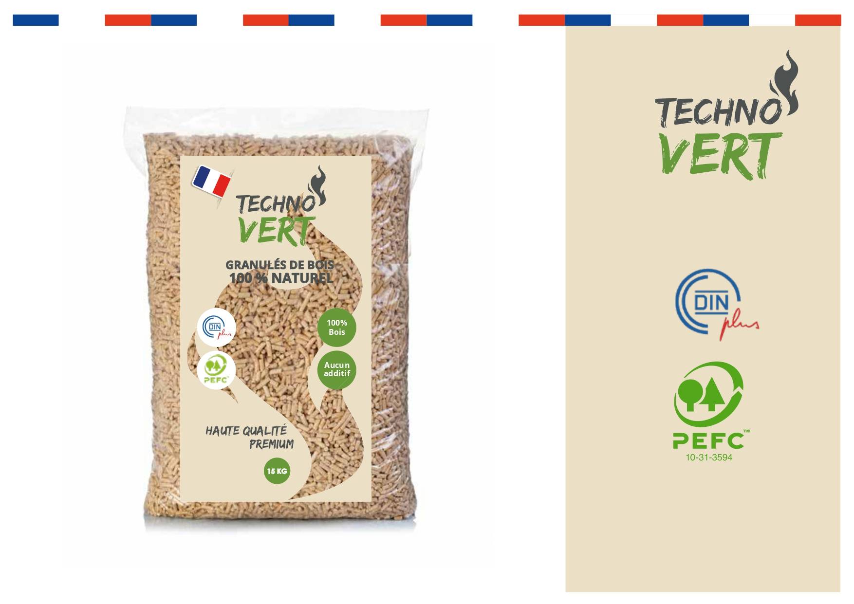 TECHNO VERT - Pellets / Granulés de bois naturel certifié DIN plus et PEFC 15 kg - TECHNO VERT - Imagen 2