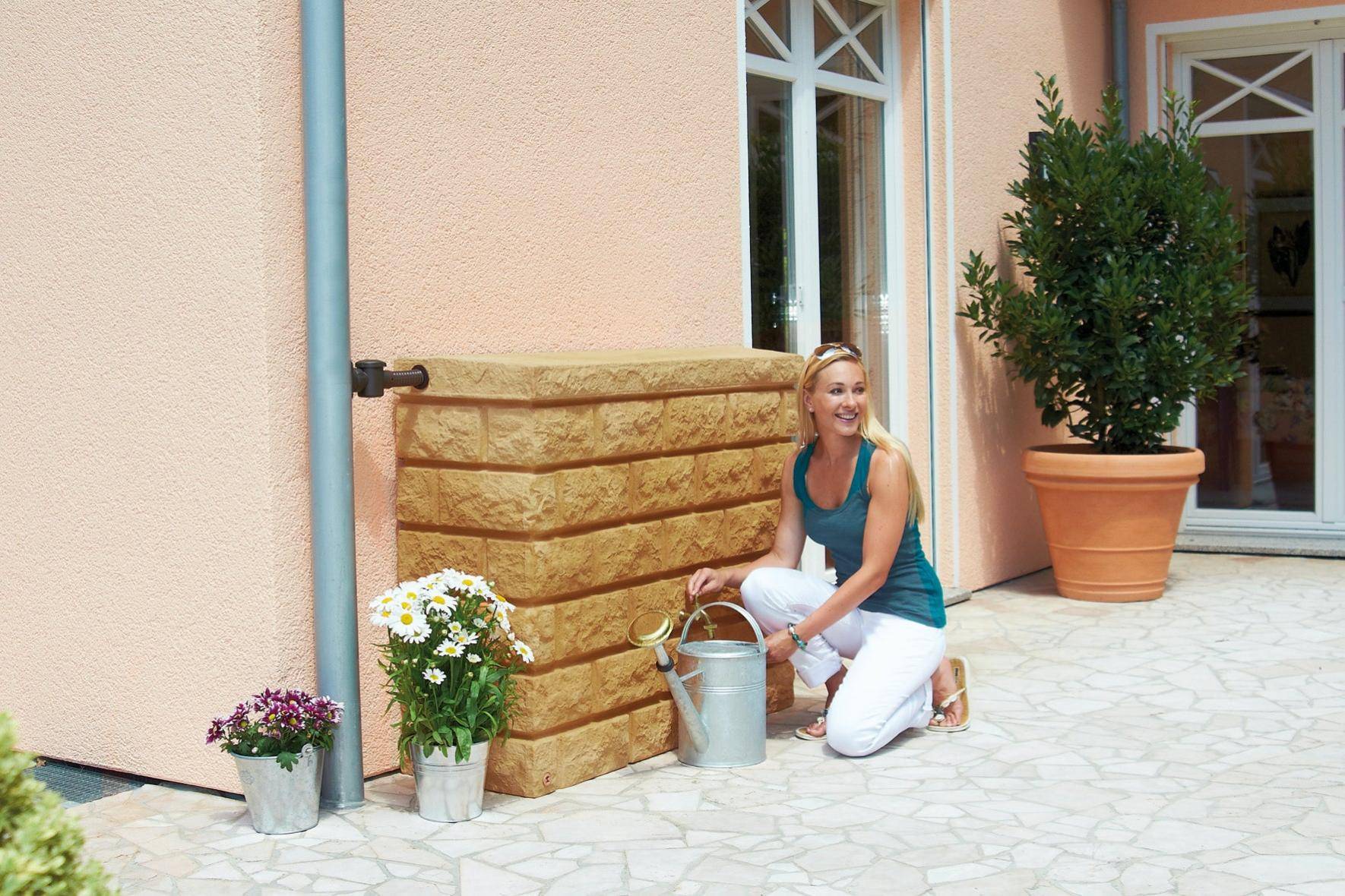 Garantia - Récupérateur d'eau de pluie 400L Pierre imitation sable  - GRAF