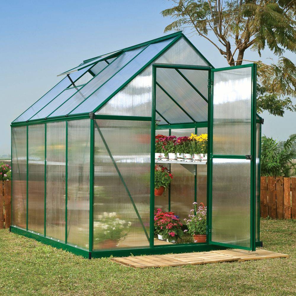 Canopia by Palram - Serre de jardin polycarbonate aluminium vert 4,6 m² Mythos avec embase - Canopia by Palram - Image 1