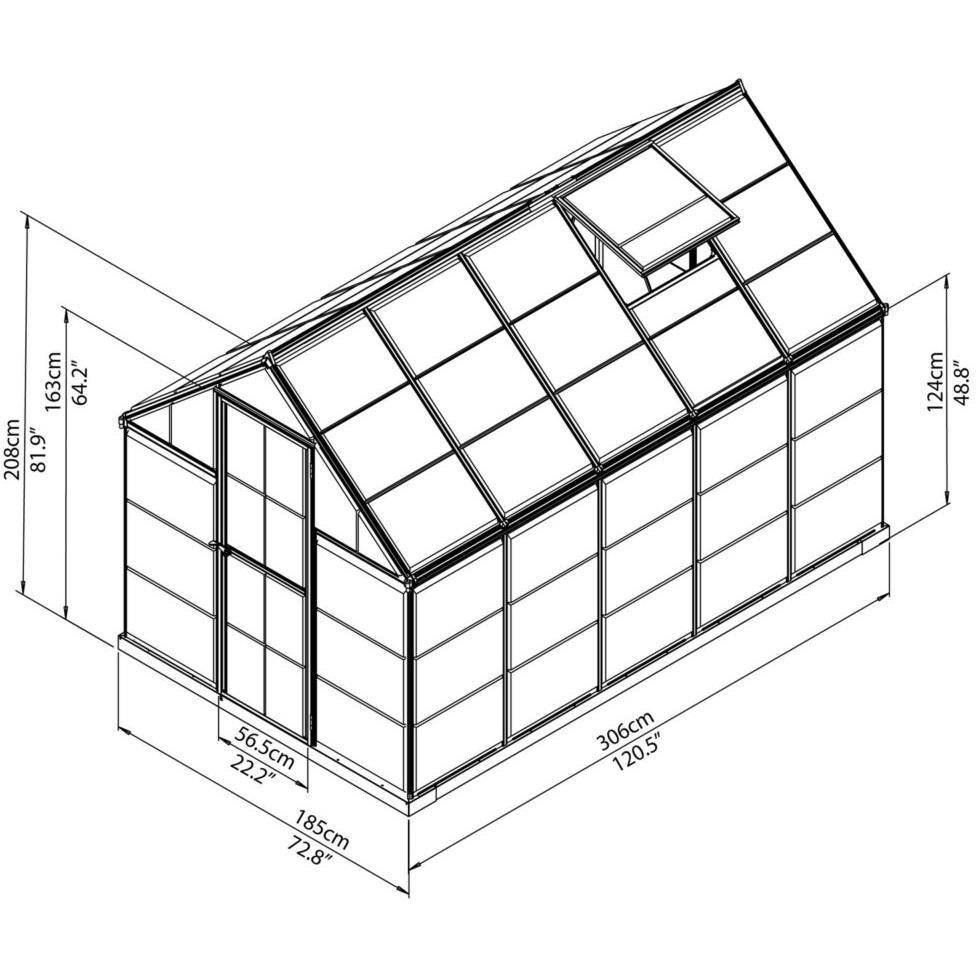 Canopia by Palram - Serre de jardin polycarbonate aluminium brut 5,7 m² Harmony avec embase - Canopia by Palram - Image 5