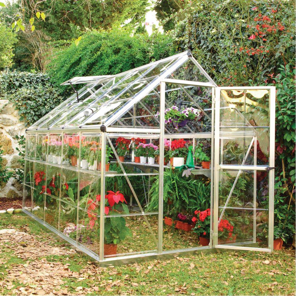 Canopia by Palram - Serre de jardin polycarbonate aluminium brut 5,7 m² Harmony avec embase - Canopia by Palram