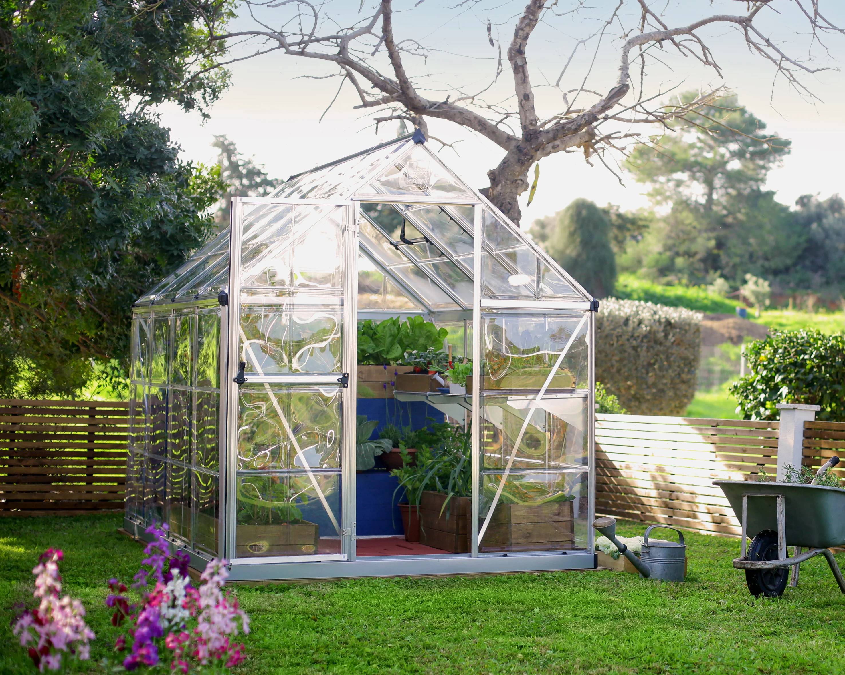 Canopia by Palram - Serre de jardin polycarbonate aluminium brut 4,6 m² Harmony avec embase - Canopia by Palram - Image 12