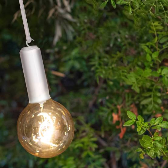 Lampe ampoule vintage sans fil Edy G125 plastique blanc H.22,5 cm - Newgarden