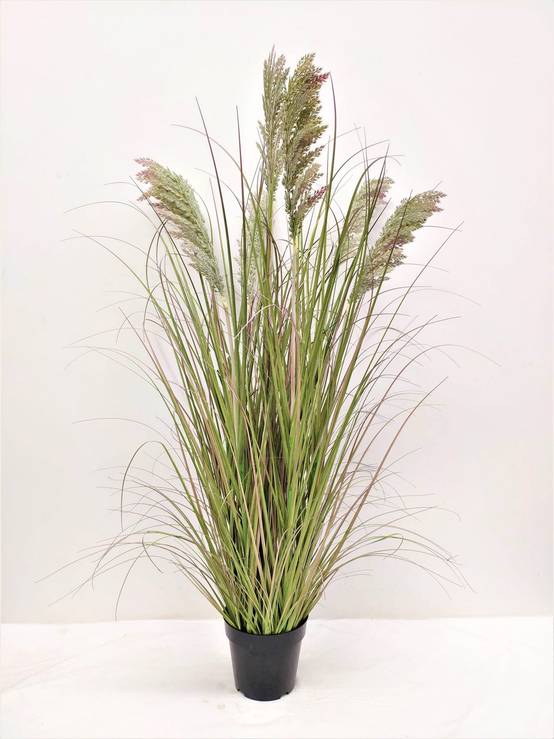 Graminée artificielle 7 herbes pampa vert dans pot 125 cm