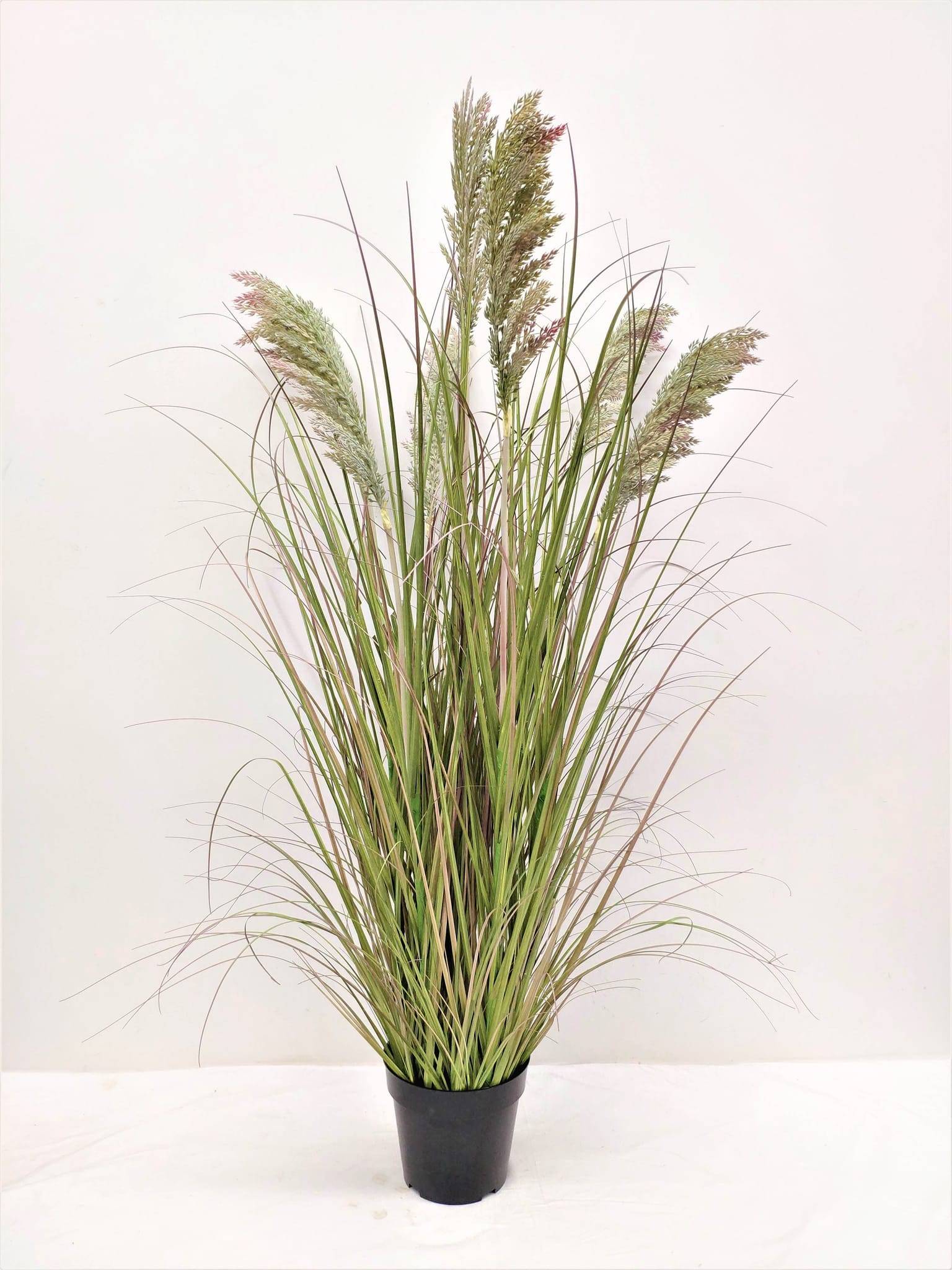 Graminée artificielle 7 herbes pampa vert dans pot 125 cm