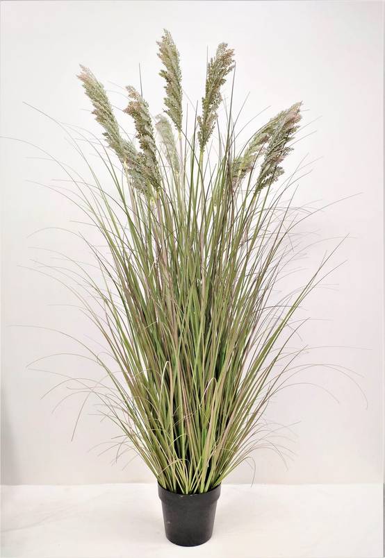Graminée artificielle 9 herbes pampa vert dans pot 150 cm