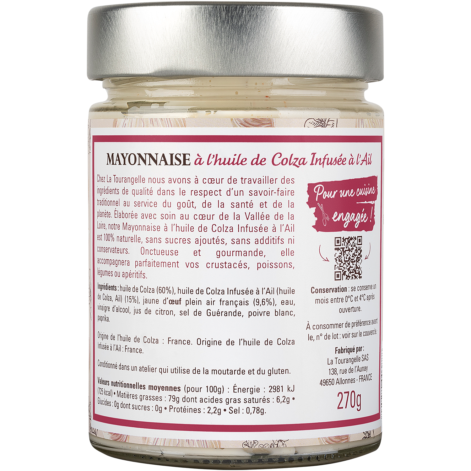 La Tourangelle - Mayonnaise à l'ail 270 g - La Tourangelle - Imagen 2