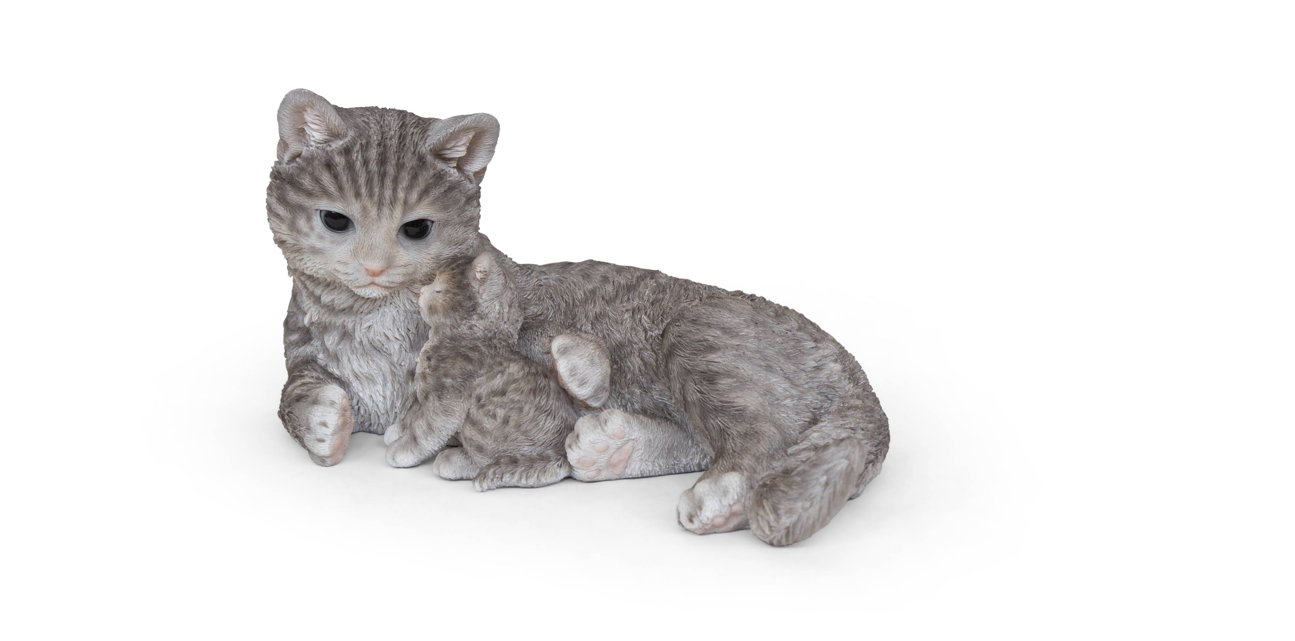 Garden ID - Sculpture chat avec chaton L.35 x l.21 x H.18 cm - Garden Id - Imagen 3