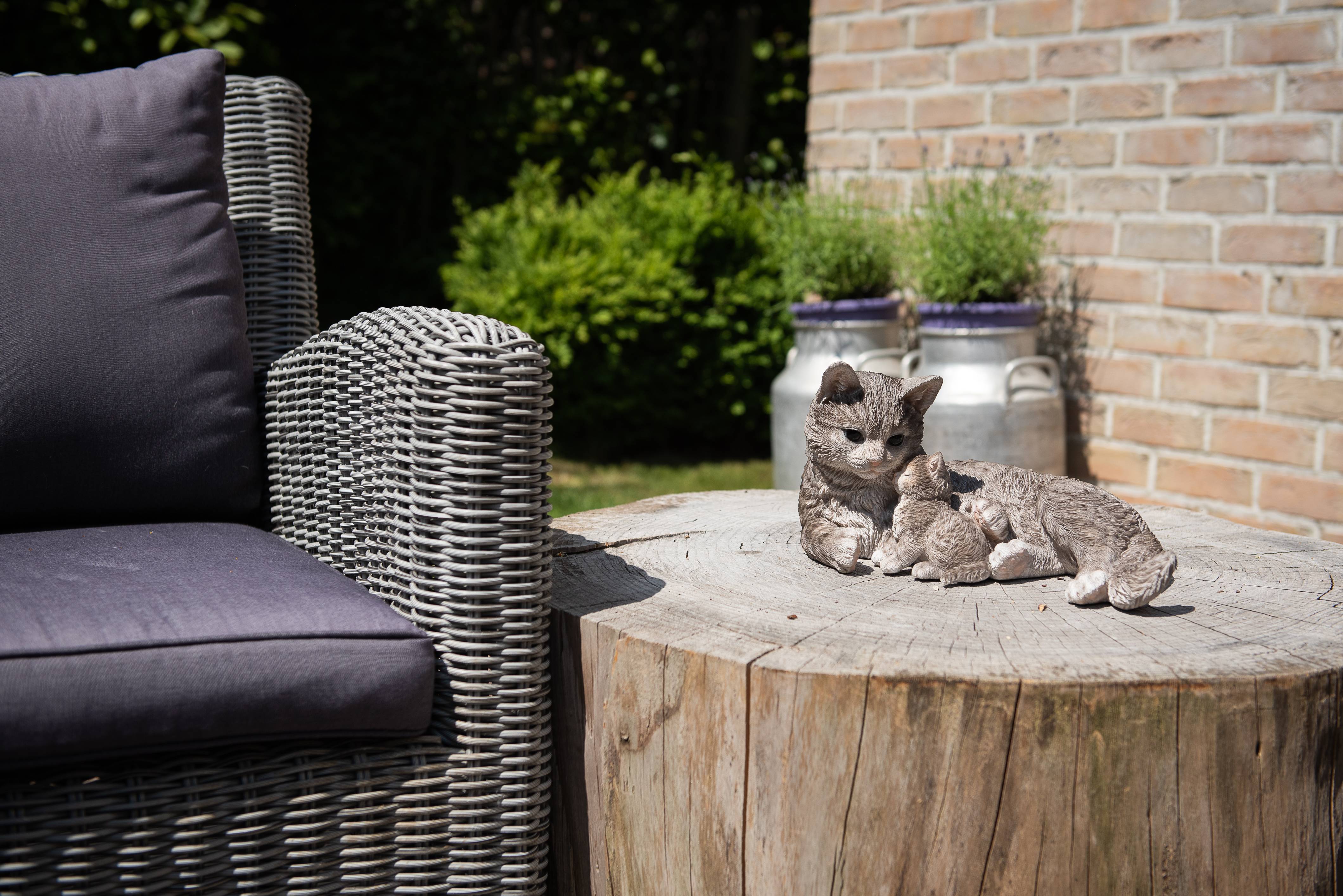 Garden ID - Sculpture chat avec chaton L.35 x l.21 x H.18 cm - Garden Id - Imagen 1