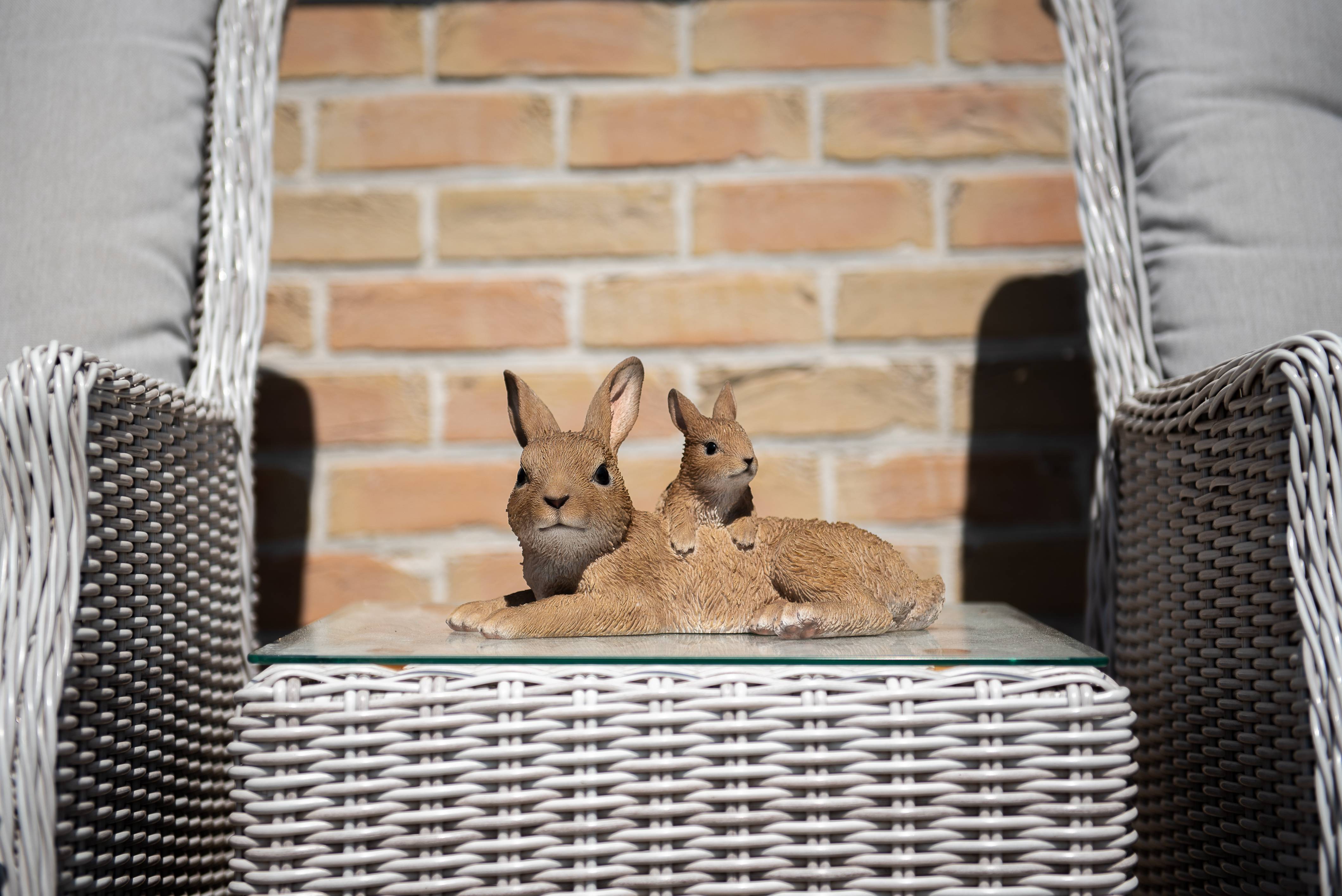 Garden ID - Sculpture lapin avec bébé L.27 x l.19 x H.16 cm - Garden Id - Imagen 3