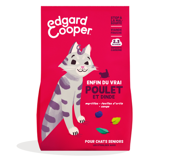 Edgard & Cooper - Croquettes chat senior sans céréales dinde et poulet frais 2 kg - Edgard & Cooper