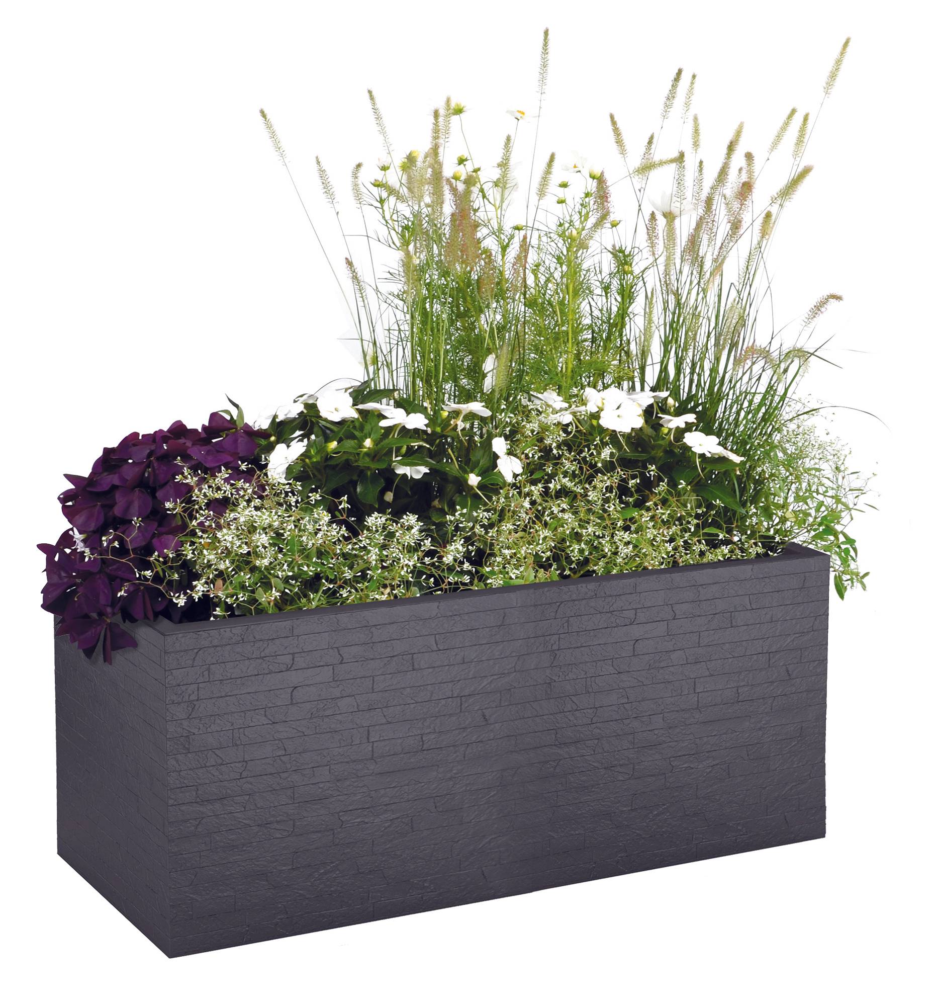 Ecloz - Ecloz - Jardinière Grise plastique L.99,5 x P.39,45 x H.43,5 cm