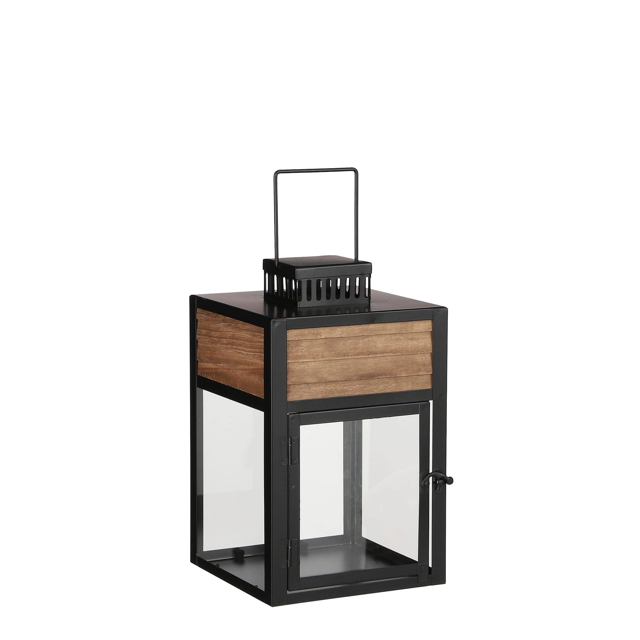 Saga lanterne métal bois noir l19xb18,5xh30cm - MICA DECORATIONS - Imagen 1