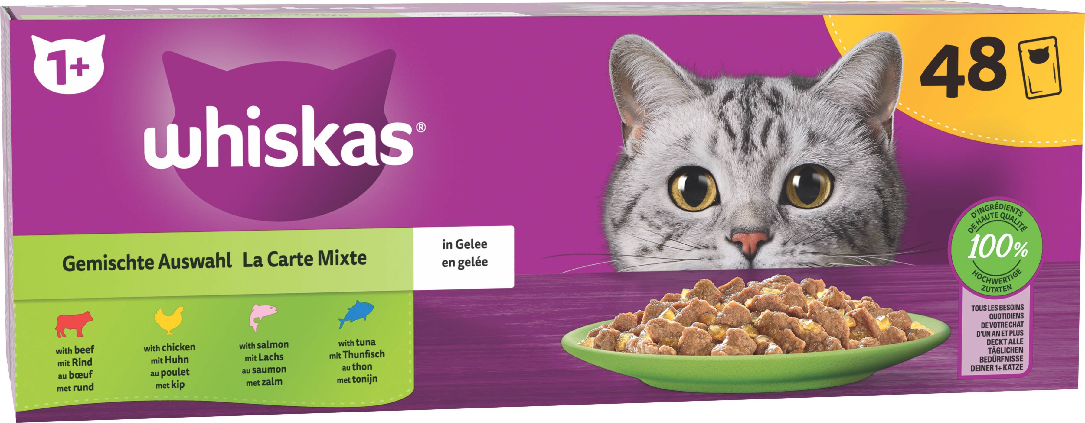 Whiskas - WHISKAS Sachets fraîcheur La Carte Mixte en gelée 4 variétés pour chat adulte 48x85g