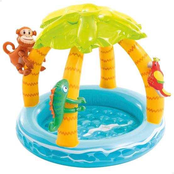Pataugeoire gonflable Tropicale en PVC multicouleurs L.102xH.86 cm - Intex - Image 1