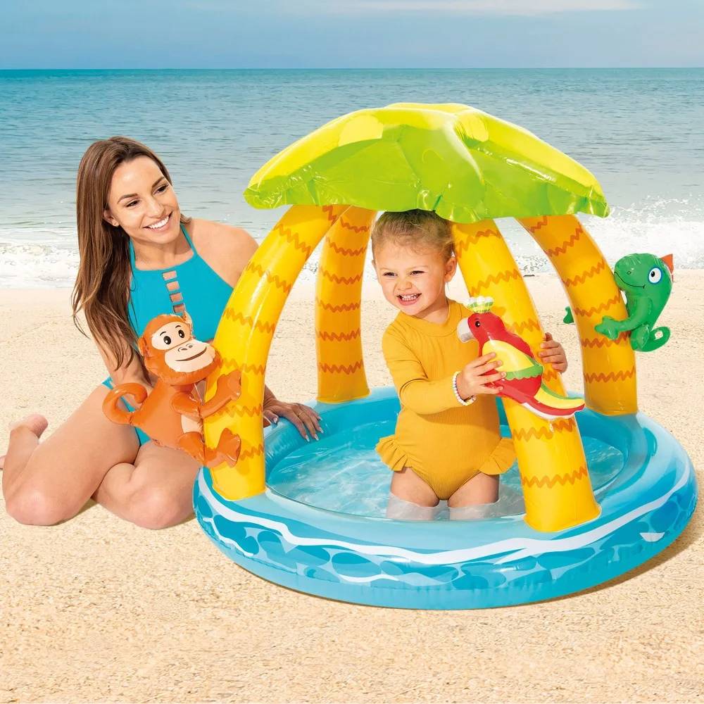 Pataugeoire gonflable Tropicale en PVC multicouleurs L.102xH.86 cm - Intex - Image 6