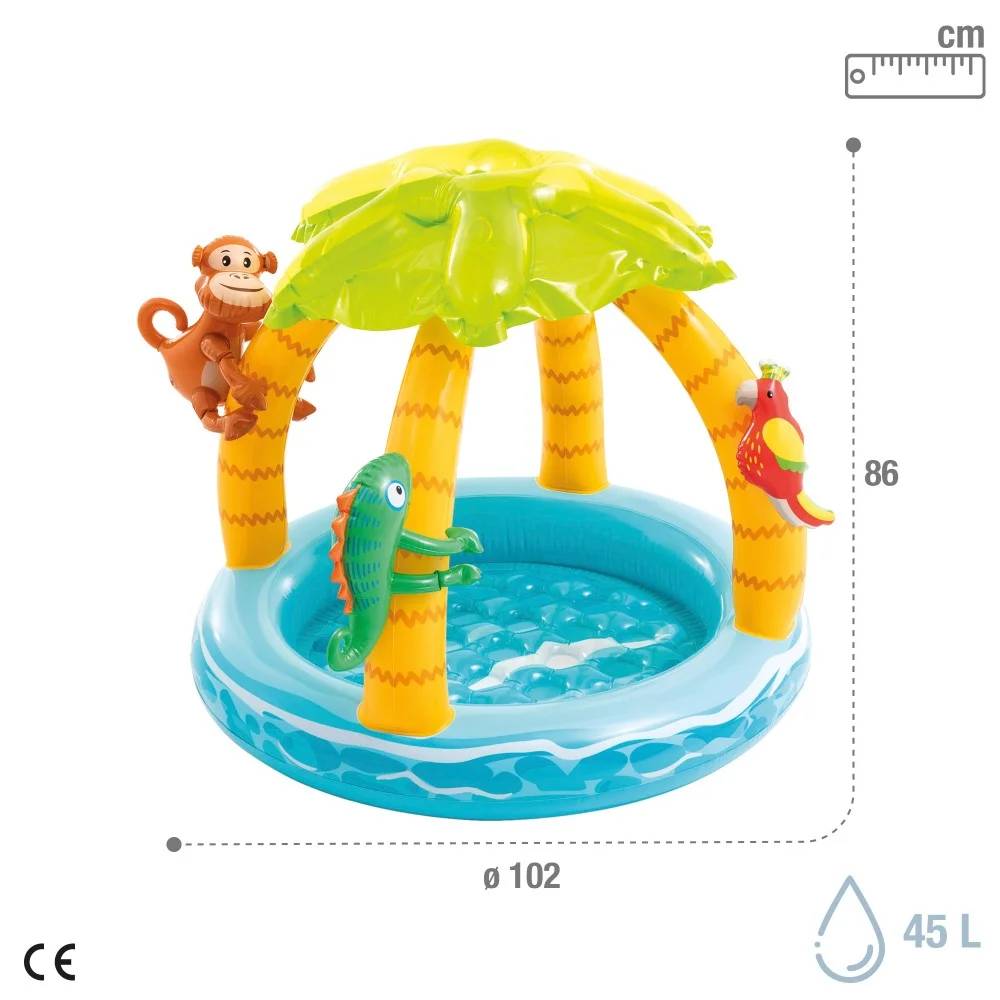 Pataugeoire gonflable Tropicale en PVC multicouleurs L.102xH.86 cm - Intex - Image 4
