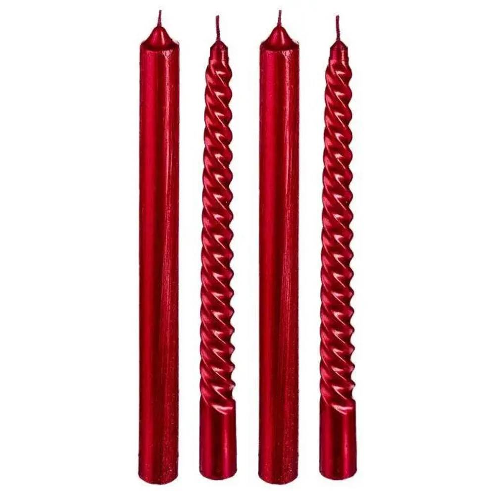 Bougies Bâtons Cire Rouge H 25 cm Feeric Christmas - Image 1
