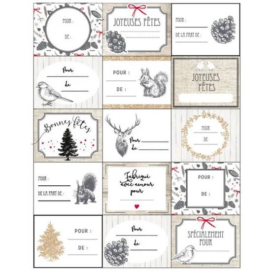 Lot de 15 étiquettes cadeaux papier blanc L 20 cm H 25 cm - POP