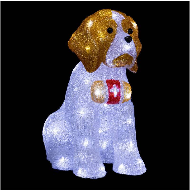 Déco lumineuse chien Saint-Bernard acrylique blanc 40 LED H 38 cm – FÉÉRIC CHRISTMAS