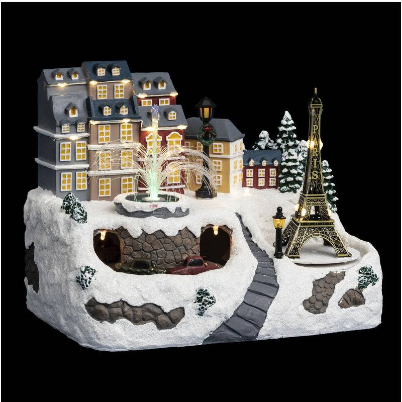 Village De Noël Lumineux Polyrésine L 30 x P 21,5 x H 23 cm