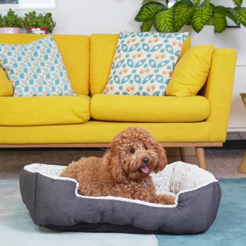 Niche Sweetie coton et fourrure écologique gris L.74 cm l.61 cm H.19 cm - Ferplast - Image 2