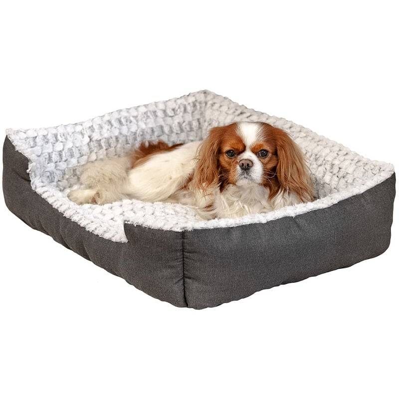 Niche Sweetie coton et fourrure écologique gris L.74 cm l.61 cm H.19 cm - Ferplast - Image 1