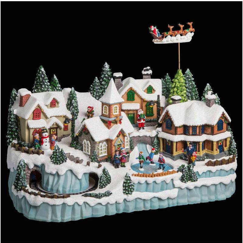 Village lumineux Polyrésine Fixe Blanc chaud L 55 x P 31 x H 37,9 cm
