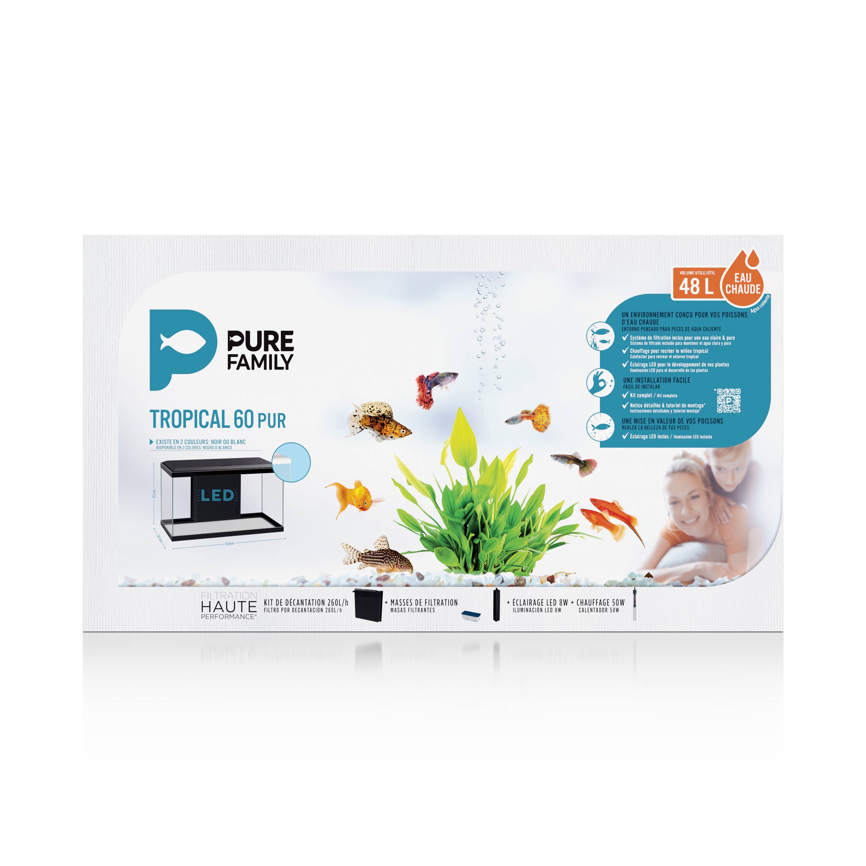 Pure Family - Aquarium pour poisson Tropical Pur 60 noir 48 L - Pure Family - Image 4