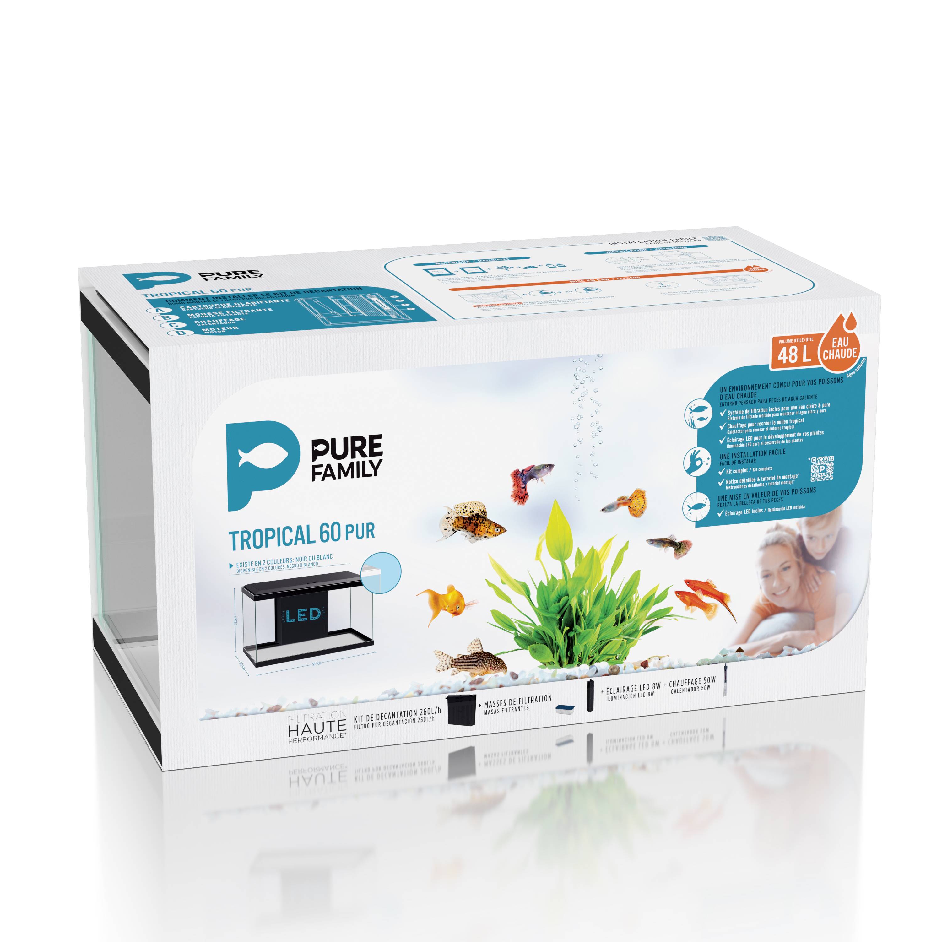 Pure Family - Aquarium pour poisson Tropical Pur 60 noir 48 L - Pure Family - Image 5