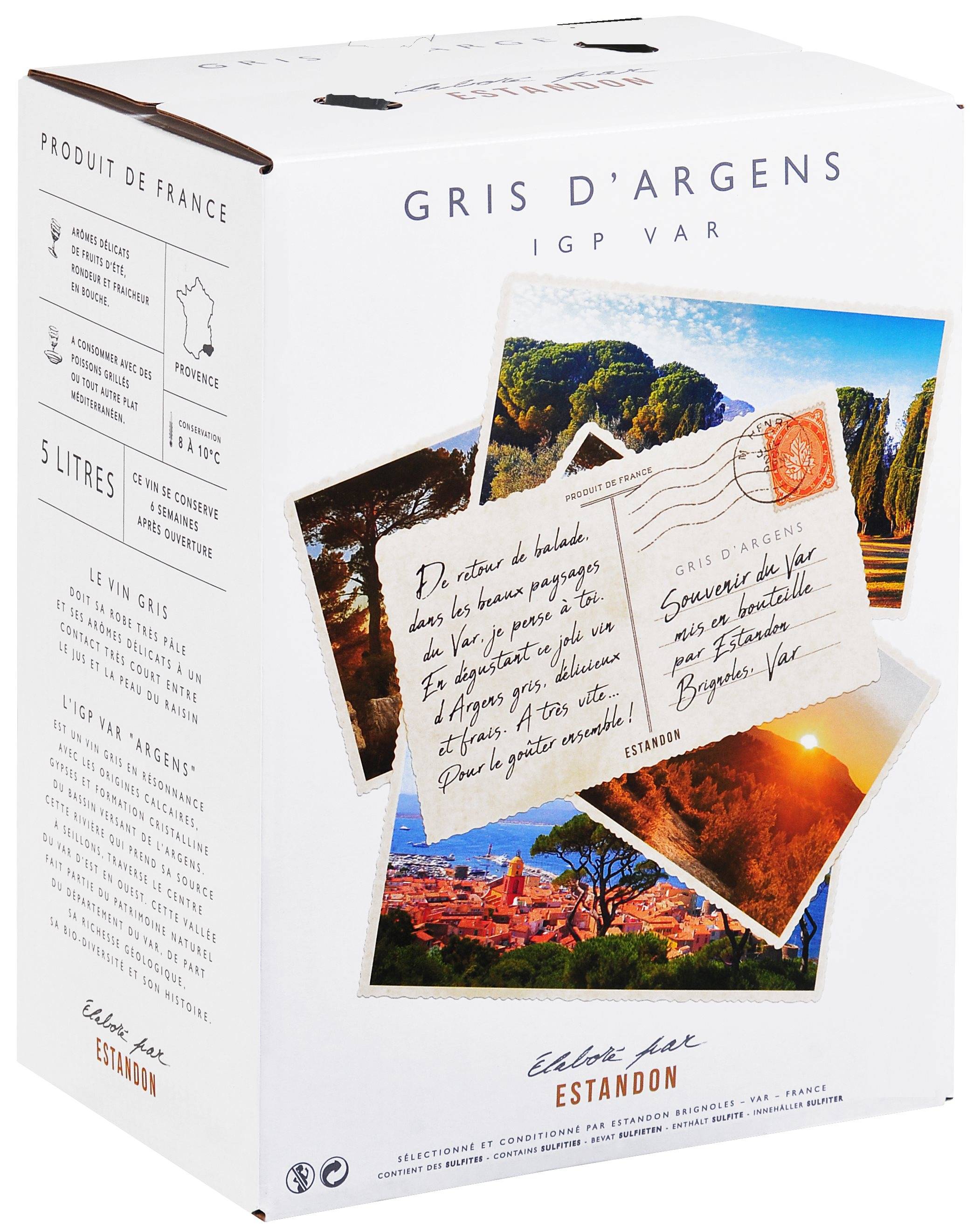 ESTANDON - IGP Var-Argens Souvenir du Var rosé gris 3 L - Estandon