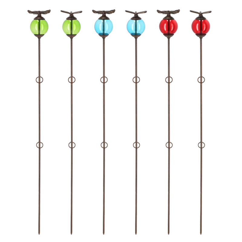 Lot de 2 tuteurs jardin insectes en verre et fonte multicolore H.118 cm - Image 3