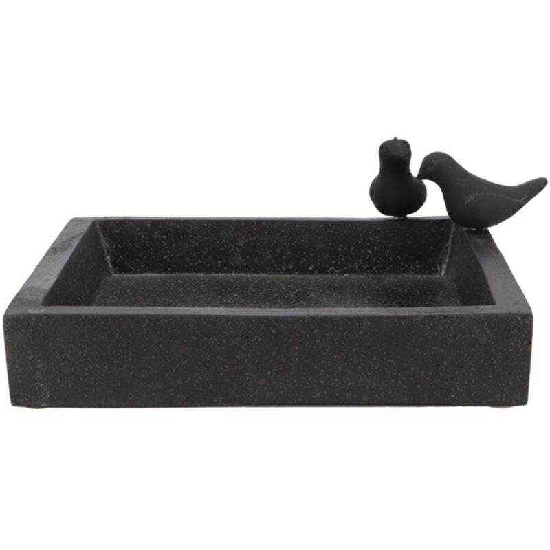 Baño para pájaros cuadrado en terrazo negro l.31.7 cm P.31.7 cm H.12.4 cm - Imagen 1