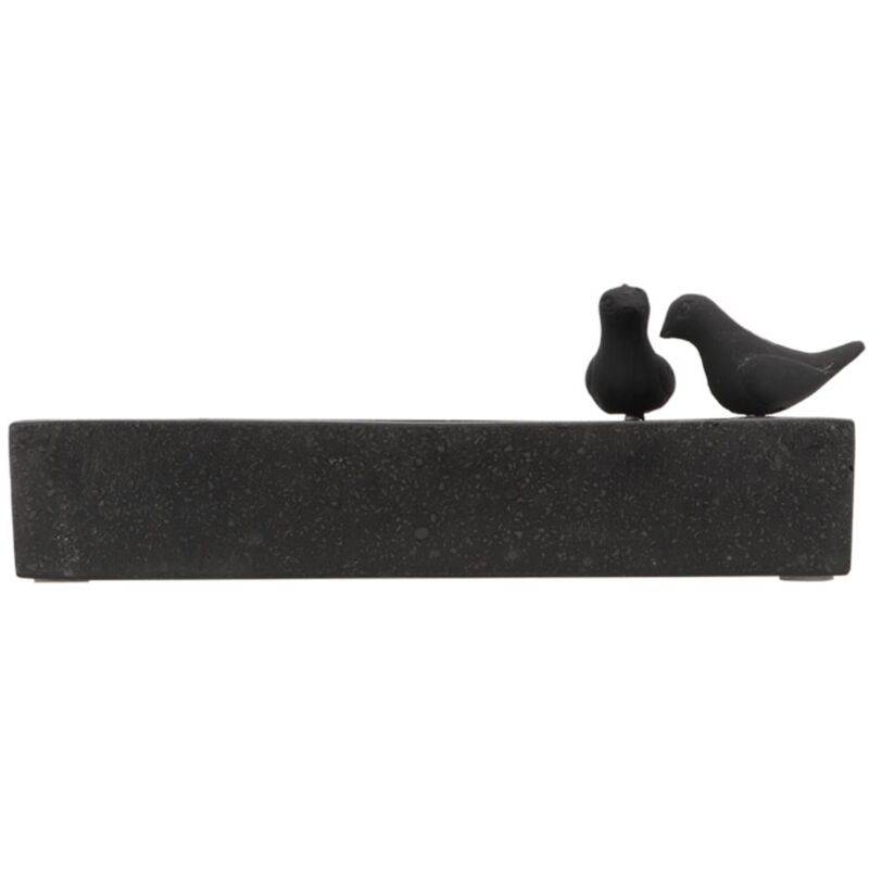 Baño para pájaros cuadrado en terrazo negro l.31.7 cm P.31.7 cm H.12.4 cm - Imagen 6