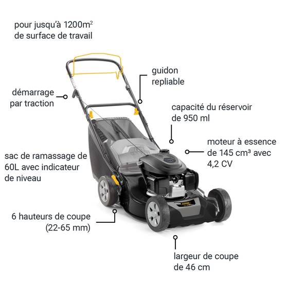 Alpina - Tondeuse à gazon thermique tractée 4 temps Ø 2,2 - 6,5 cm – ALPINA - Imagen 8