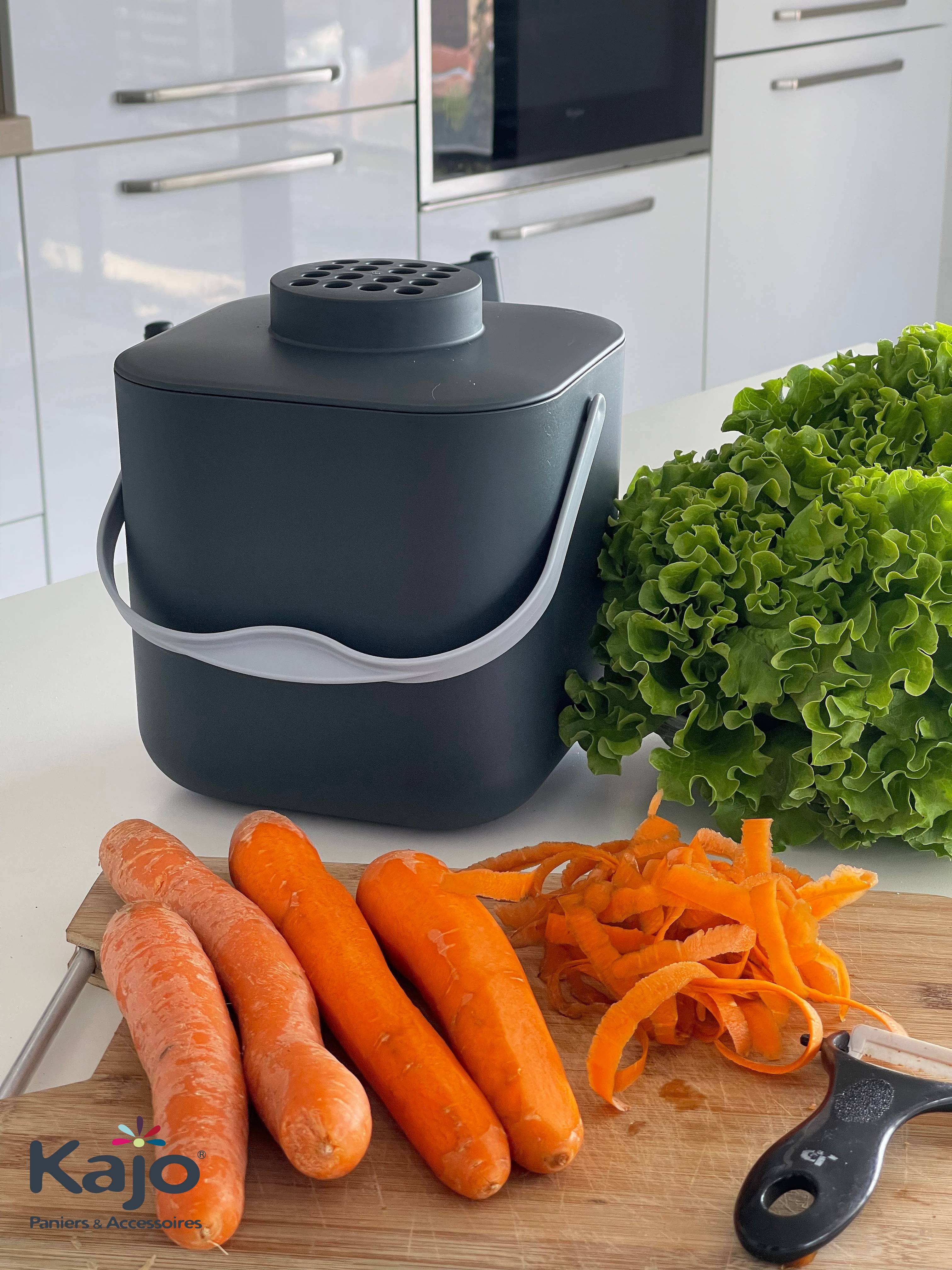 Kajo - Seau à compost 5L Gris - Imagen 6