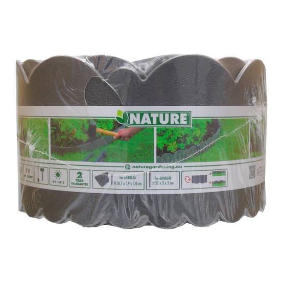 Bordure de jardin décorative 2 motifs PE recyclé gris 12 m H 13 cm – NATURE - Image 1