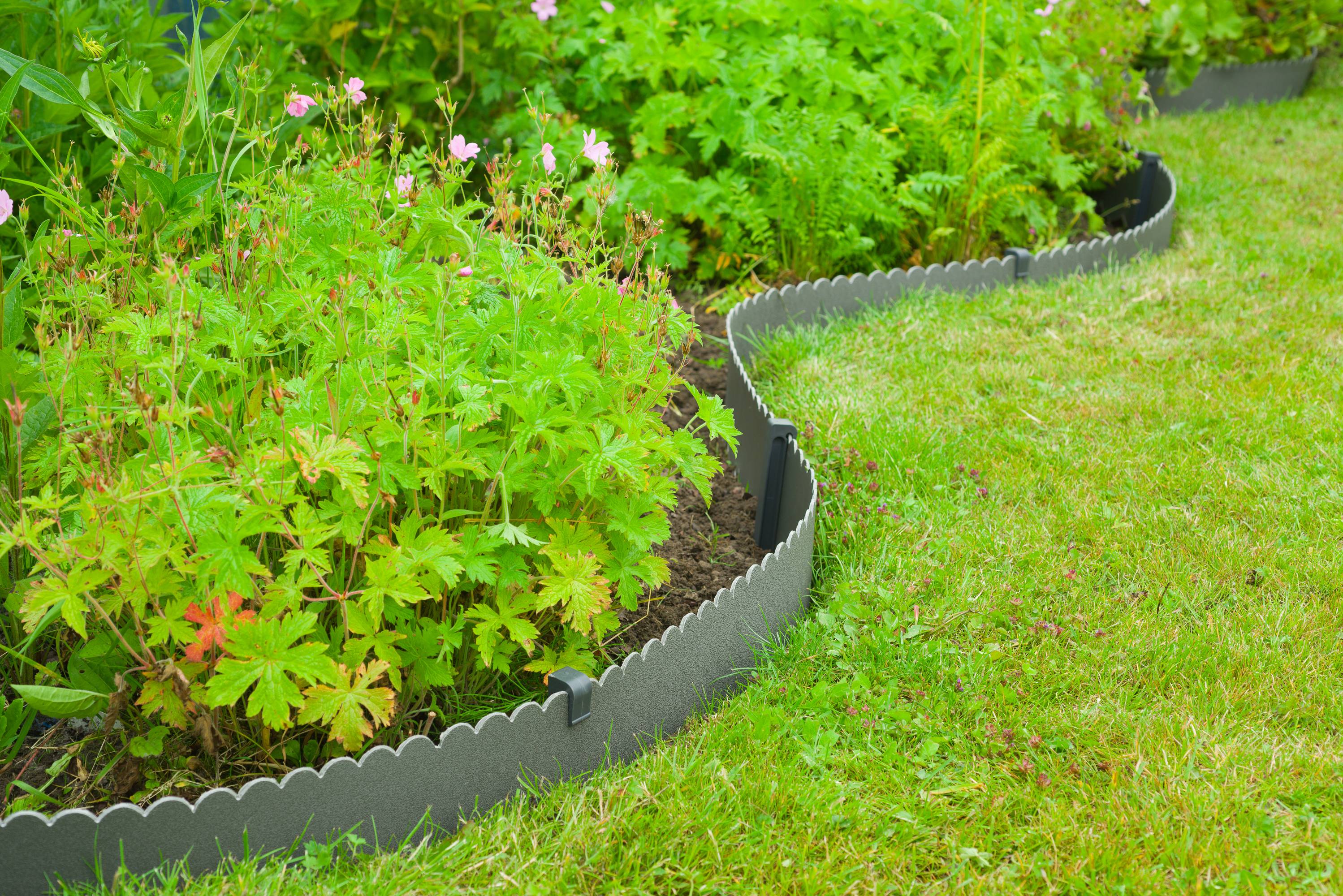 Bordure de jardin décorative 2 motifs PE recyclé gris 12 m H 13 cm – NATURE - Image 2