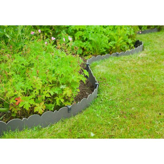 Bordure de jardin décorative 2 motifs PE recyclé gris 12 m H 13 cm – NATURE - Image 5