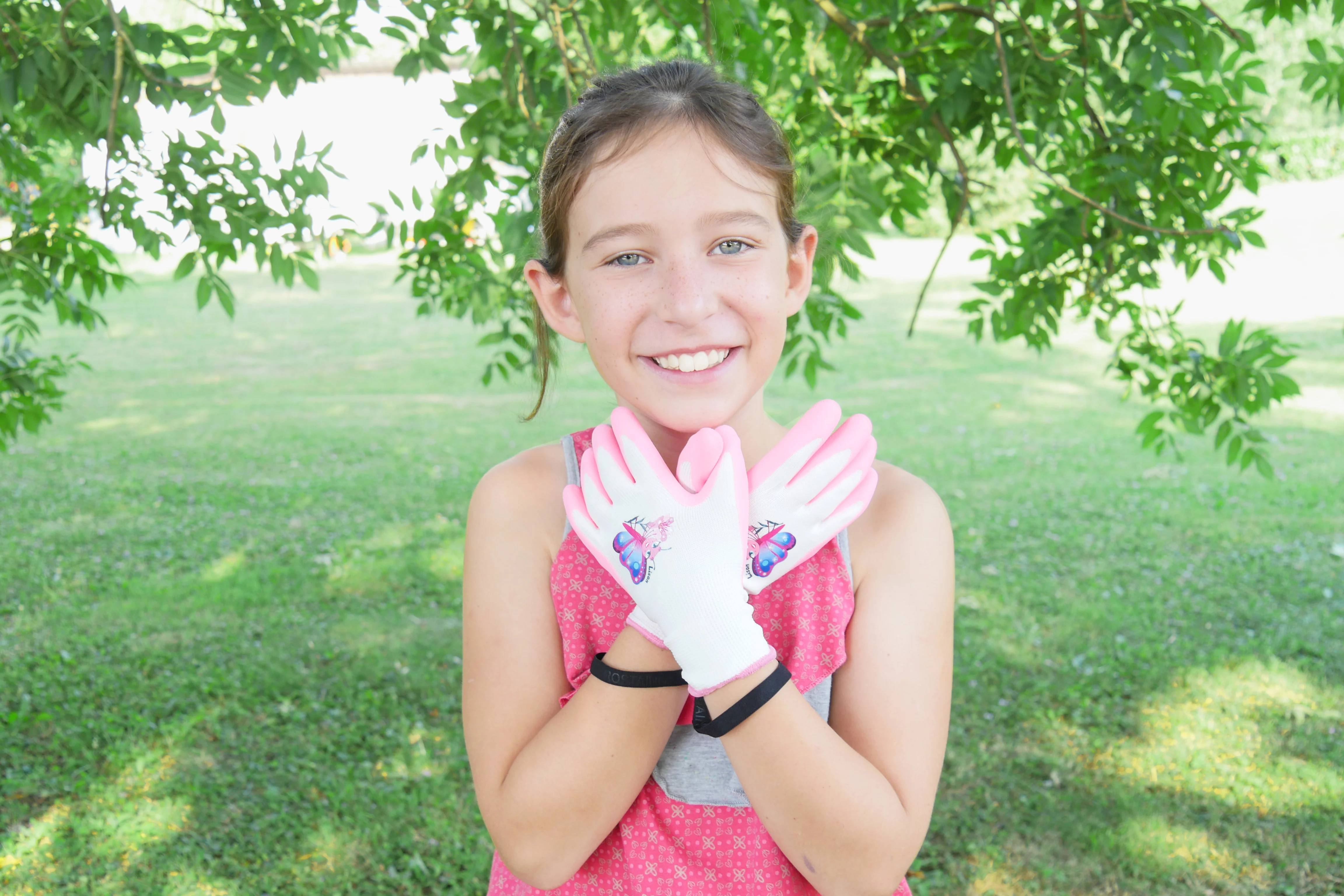 Rostaing - Gants Enfant Fins Rose Lison le Papillon Jardinage - 4-6 ans - Imagen 2
