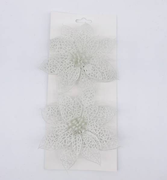 Ecloz - Clip Poinsettia Blanc x 2- ECLOZ - Image 1