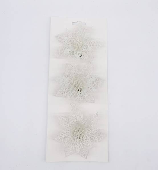Ecloz - Clip Poinsettia Blanc x 3- Ecloz - Image 1