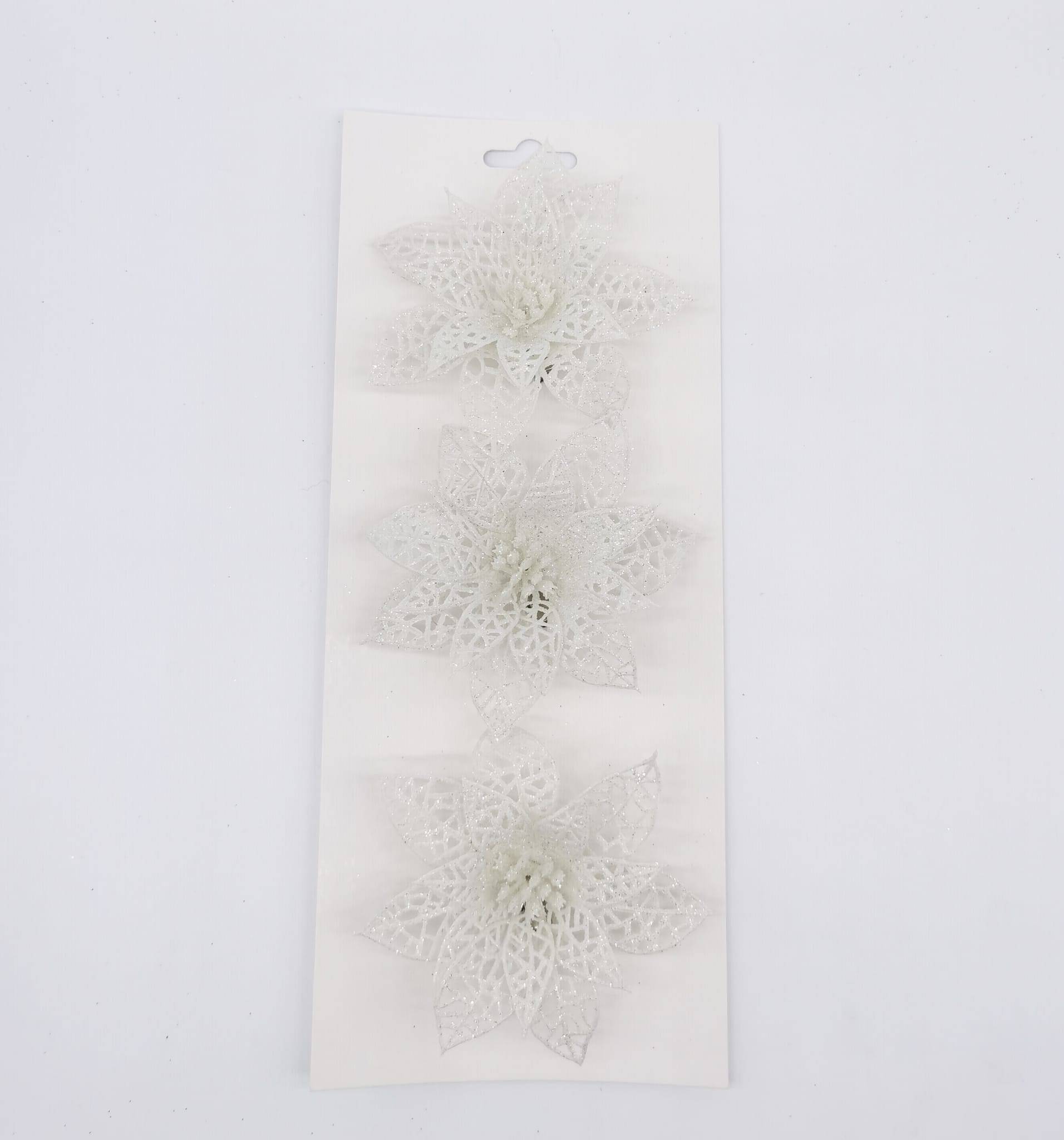 Ecloz - Clip Poinsettia Blanc x 3- Ecloz - Image 1