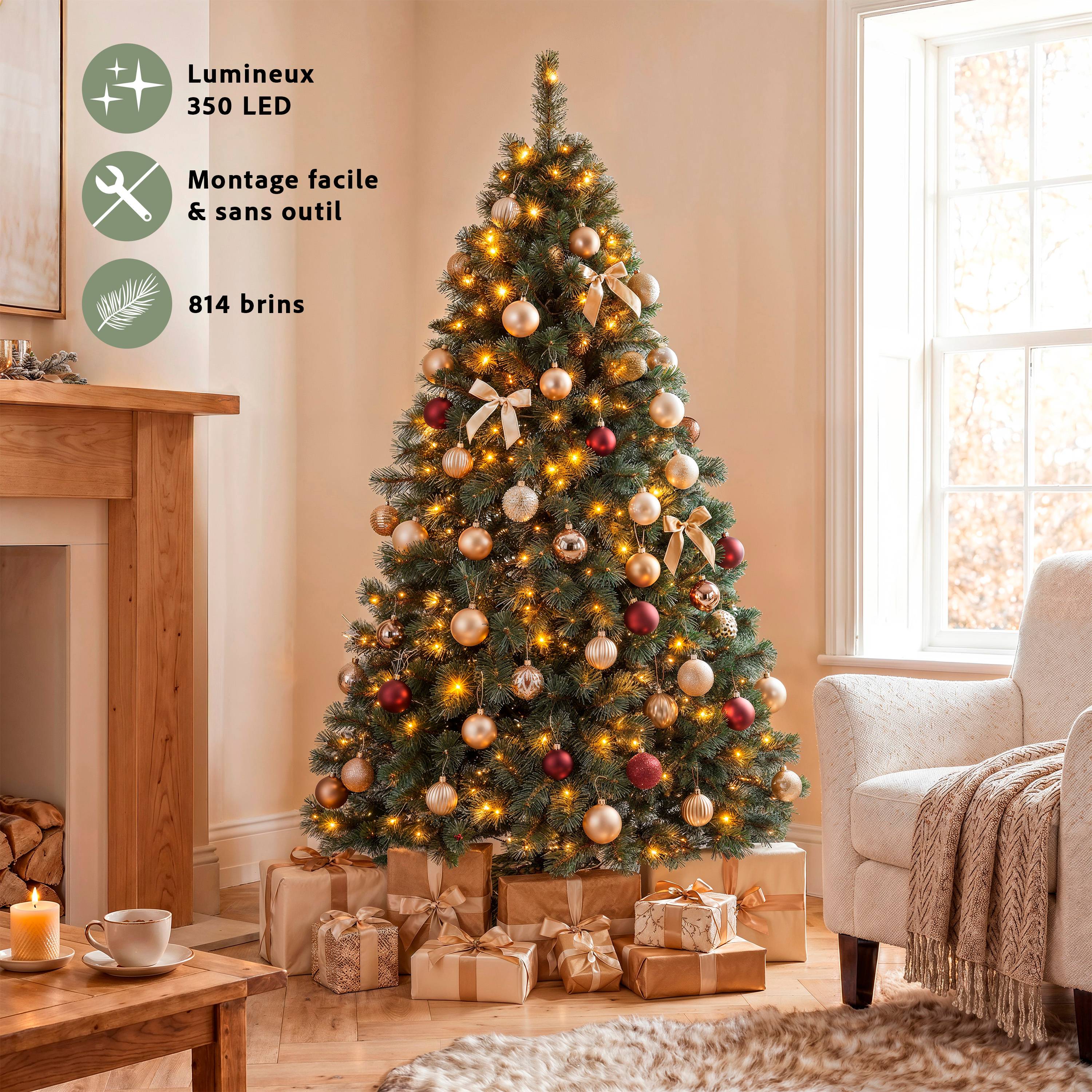 Ecloz - Árbol de Navidad artificial Huez luminoso - 180 cm - ECLOZ - Imagen 9