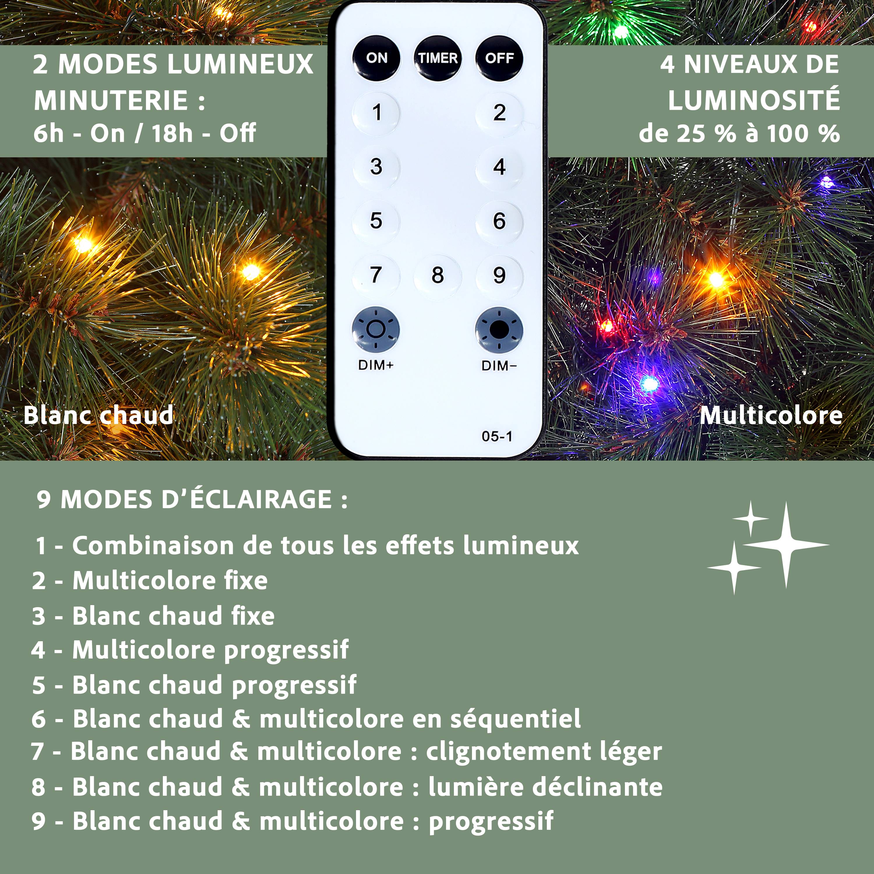 Ecloz - Árbol de Navidad artificial Huez luminoso - 180 cm - ECLOZ - Imagen 4