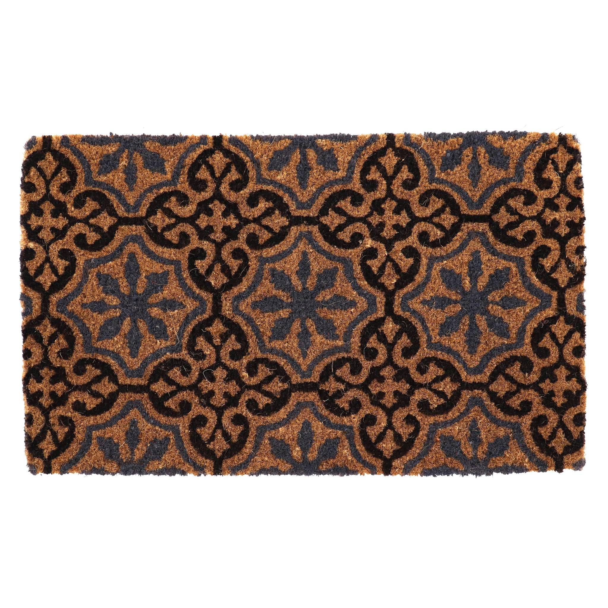 Paillasson fibres coco motifs 75 x 45 cm rosettes – ESSCHERT DESIGN - Image 1